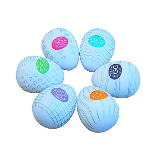 Noblik 6Pcs/Set Huevos Ondulados Masturbador Masculino Vaginas Artificiales Pussys Real Pene Pump Trainer Masaje Adulto Juguetes Sexuales Orales para Hombres